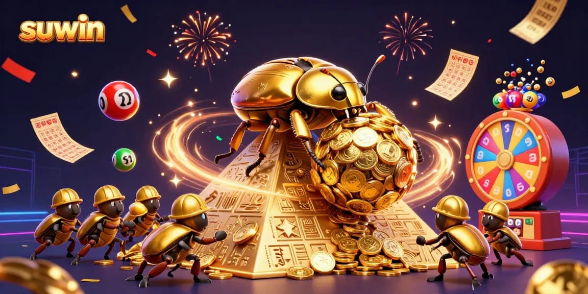suwin players enjoy exciting casino games amidst vibrant illustrations of coins, tickets, and more