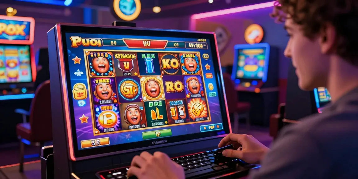 Pengguna bermain slot online di perangkat mobile dengan antarmuka berwarna-warni.