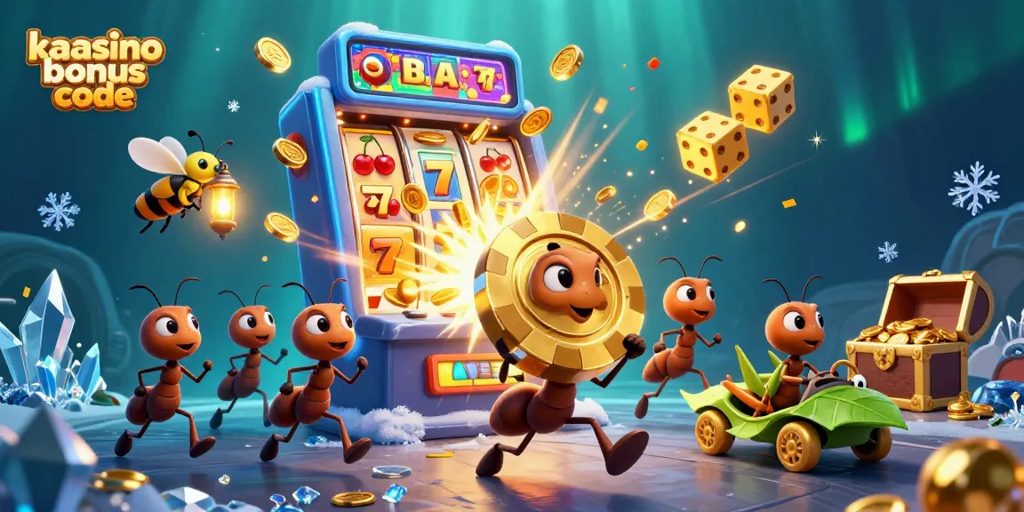 Experience the excitement of the kaasino bonus code with a dynamic heist scene of ants and rich casino elements.
